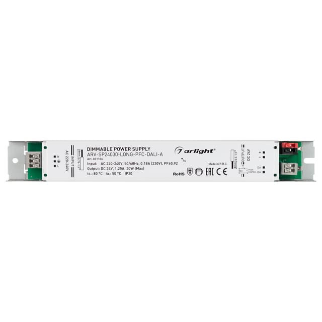 Блок питания ARV-SP-24030-LINEAR-PFC-DALI2-PD (24V, 1,25A, 30W) (Arlight, IP20 Металл, 5 лет)