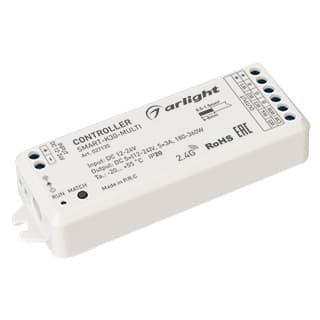 Контроллер SMART-K30-MULTI (12-24V, 5x3A, RGB-MIX, 2.4G) (ARL, IP20 Пластик, 5 лет)