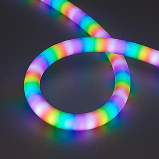 Светодиодная лента герметичная SPI MOONLIGHT-BLACK-TOP-G180-D25mm 12V RGB-PX2 (21.6 W/m, IP65, 5m, w