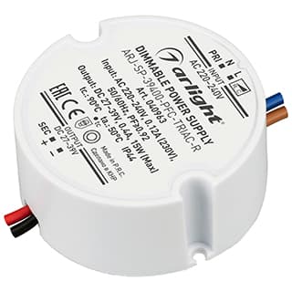 Блок питания ARJ-SP-39400-PFC-TRIAC-R (15W, 27-39V, 400mA) (Arlight, IP44 Пластик, 5 лет)